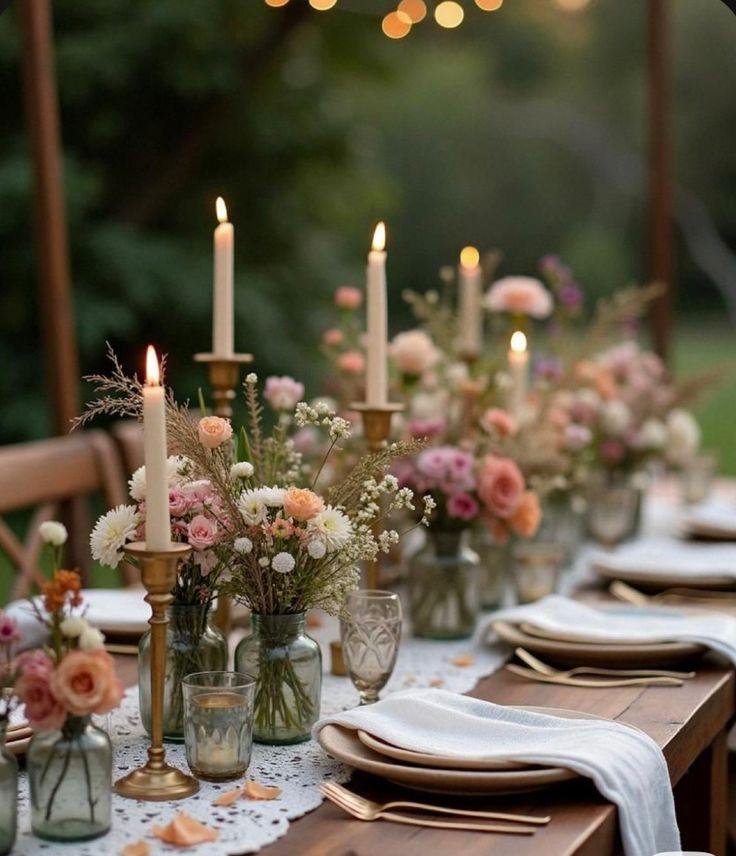 Beautiful tablescape with wildflowers