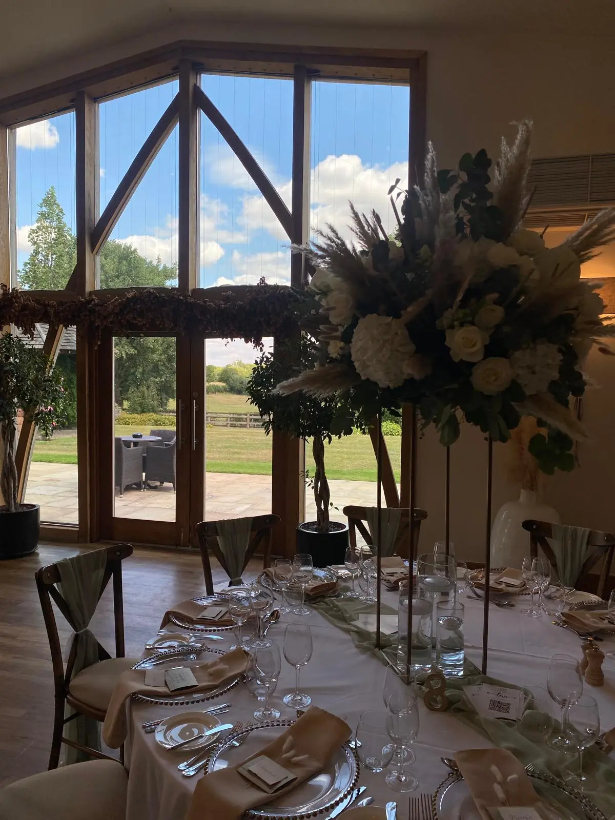 Rustic Reception Tables with Champagne Neutrals